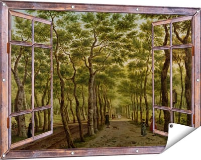Gards Tuinposter Doorkijk Het Herepad in het Haagse Bos - Paulus Constantijn la Fargue - 120x80 cm - Tuindoek - Tuindecoratie - Wanddecoratie buiten - Tuinschilderij