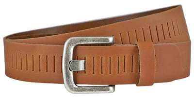 Landley Leren Geperforeerde Sleufjes Riem voor Dames en Heren - Breedte 4 cm - Unisex Ceintuur - Echt Leer - Cognac - Lengte totaal 125 cm / Riemmaat 105