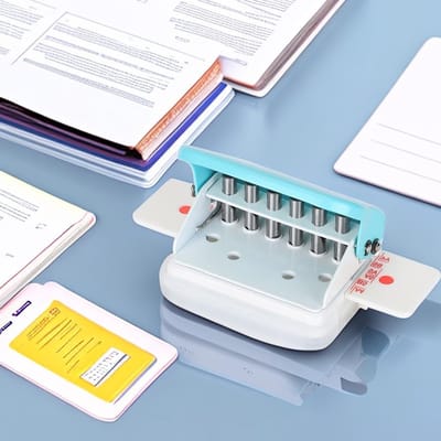 Verstelbare 6-Gat Papierpons voor A4 Formaat, Geschikt voor Ringbanden, Planner Invoegpagina's en Herlaadbare Bladen