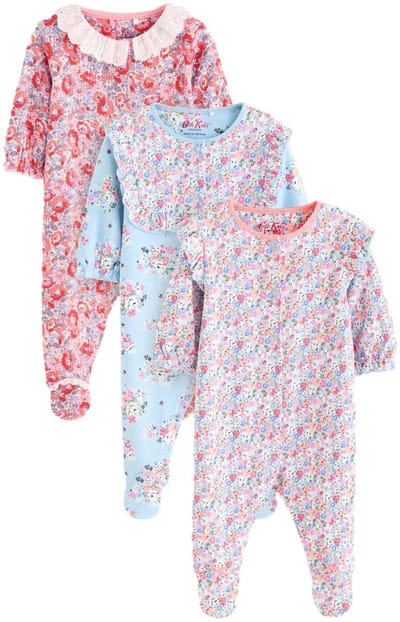 Next - Meisjes - Cath Kidston - Gebloemde babypyjama's 3 stuks van 100% katoen - Blauw