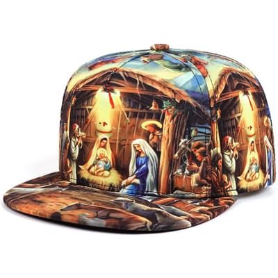 Nieuwe Bedrukte Jezus Platte Rand Hoed Trendy Creatieve Street Hip Hop Hoed Baseballpet Outdoor Sport Zonbescherming Hoed Zonneklep Hoed black