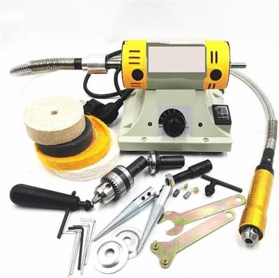 Polijstmachine Elektrisch - Slijpmachine Draaibank - Houtbewerking Sieraden - Sterke Afzuigunit - 15 x 125 x 125 cm - Upgrade