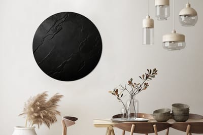 WallCircle - Wandcirkel - Muurcirkel - Zwart - Steen - Beton - Aluminium - Dibond - 90x90 cm - Binnen en Buiten