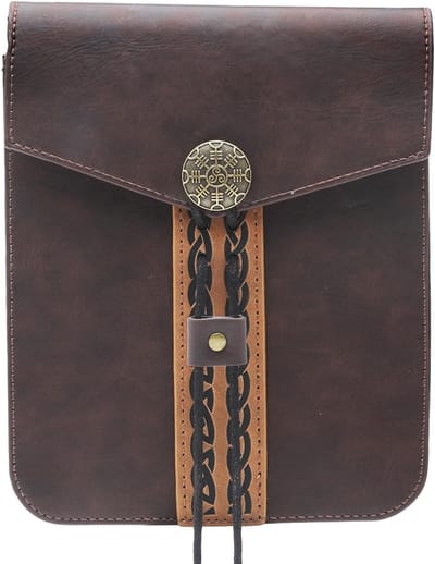 Medieval Heuptas van Faux Leer voor Mannen en Vrouwen - Retro Schoudertas voor LARP, Ren Faire en Feestjes - Bruin 19 x 15 x 4 cm