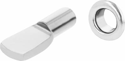 AMIG Kastplankdragers/steunen - 8x stuks - metaal - zilver - D5 x L20 mm - kledingkast pinnetjes