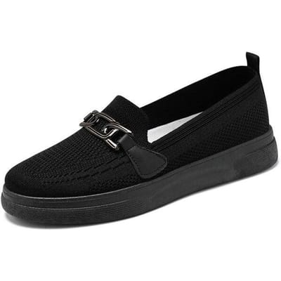 Zomer Mesh Sneakers Dames Mode Ademende Loafers Dames Slip On Lichtgewicht Platte Schoenen Dames Casual Gevulkaniseerde Sneakers 37 zwart
