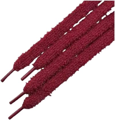 2 Paar Fluffy Veters, 12mm Brede Zachte Veters voor Sneakers, Casual Schoenen en Hardloopschoenen, Burgundy Kleur, Perfect voor Comfort en Stijl
