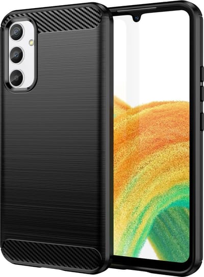 Geborsteld TPU Hoesje Geschikt voor Samsung Galaxy A34 | Beschermhoes | Back Cover | Flexibel TPU | Stijlvol Carbon | Dun | Zwart