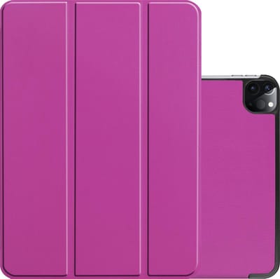 Hoes - Geschikt voor Apple iPad Pro (2021) - 11 inch - 3e generatie - Dun & Stevig - Trifold Bookcase - Hard Cover - Hardcover Book Case - Tablet Hoesje - Paars