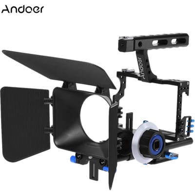 Kit de plate-forme de caméra et caméscope en alliage d'aluminium C500, système de fabrication de films avec tige de 15mm bleu