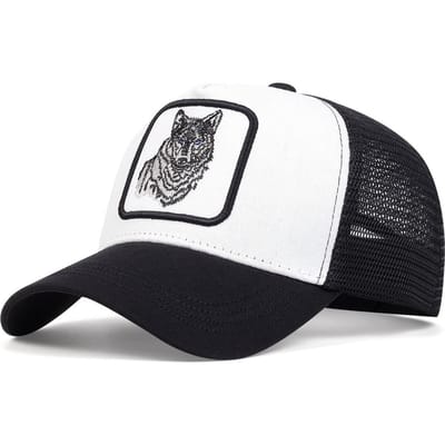 Casquettes de Baseball en Maille Unisexes Broderie Loup Printemps Été Extérieur Réglables Casquettes Décontractées Chapeau Anti-UV gray