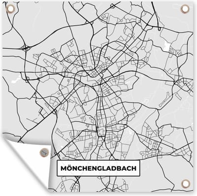 Tuin poster Plattegrond - Duitsland - Mönchengladbach - Kaart - Stadskaart - 200x200 cm - Tuindoek