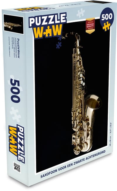 Puzzel Saxofoon voor een zwarte achtergrond - Legpuzzel - Puzzel 500 stukjes