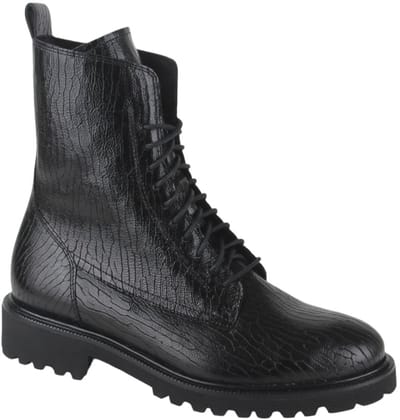 Durea 9801 H - VeterlaarzenHoge sneakersDames sneakersDames veterschoenenHalf-hoge schoenen - Kleur: Zwart - Maat: 40