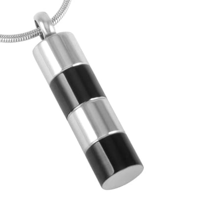 Aramat Jewels | Gedenkhangers | Stalen Cilinder Ashanger met Asbewaaroptie | Zilverkleur/Zwart-4.3x0.9cm | |20mm | Staal | Volwassenen | Verkleurd niet