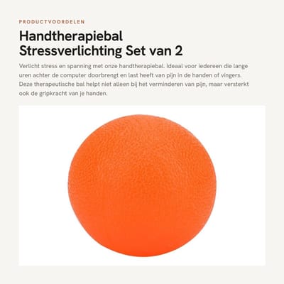 Dailygoods- Decompressiebal Set van 2 - Handtherapiebal - Stressverlichting - Krachtversterking - Vingerpijn - Ergonomisch ontwerp
