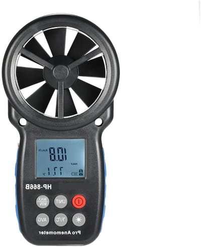 Digitale Windmeter - Luchtsnelheidmeter Temperatuurmeter - Buitenactiviteiten Meten - Groot LCD Achtergrondverlichting - 0-30 m/s - Zwart