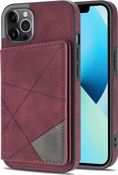 Hoesje geschikt voor iPhone 12 - Backcover - Pasjeshouder - Portemonnee - Camerabescherming - Stijlvol patroon - TPU - Bordeaux Rood