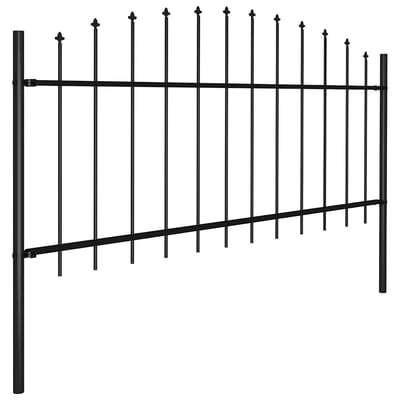 vidaXL - Tuinhek - Woerden - met - speerpunt - staal - 170x75 - cm - zwart