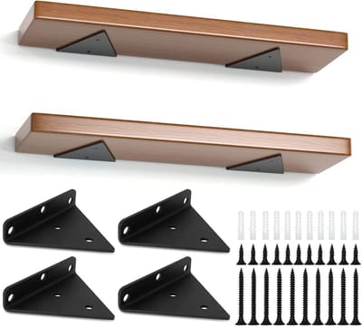Driehoekige Plankdragers - Zwevende Wandplankhouders - Set van 4 - Industrieel Design voor DIY Open Planken - Inclusief Schroeven- Zwart - 10*8 cm