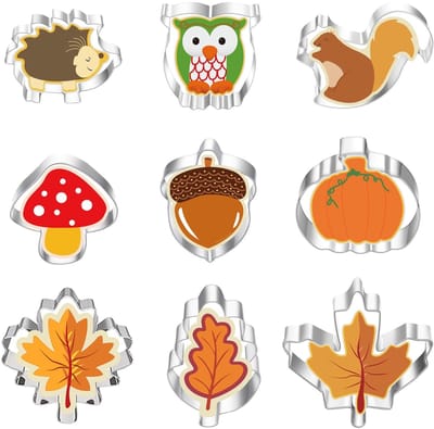 Dailygoods- Uitsteekvormpjes 9 Stuks - Koekjes Uitsteekvormpjes - Herfstvormen - Roestvrij Staal - Eenvoudig te Reinigen - Perfect voor Feestdagen - Koekjesuitsteekvormpjes