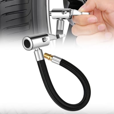 23.5 cm Flexibele Luchtpomp Slang voor Auto en Fiets, Geschikt voor Pneumatische Banden, Inclusief Adapters en Verlengstukken