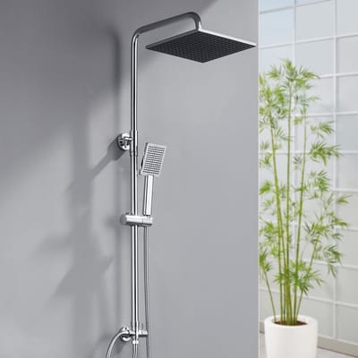 Sofetiy Max Douchesysteem met omstelling voor wandmontage - Regendouche Ø 25.4 cm - Vierkant Handdouche - Waterbesparend - Chroom
