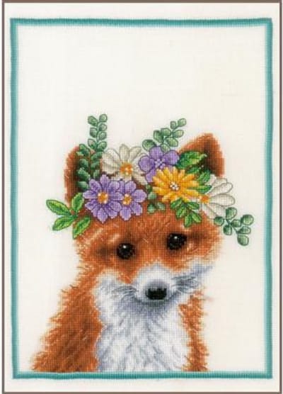 Lanarte Borduurpakket - Borduurset - Borduurpakket volwassenen - Telpakket kit - 22 x 30cm - Bloemenvos - PN-0201471