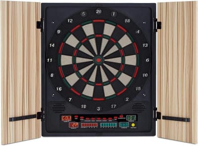 Elektronisch Dartbord met Kast en 12 Softtip Darts | 25 Spellen voor 8 Spelers