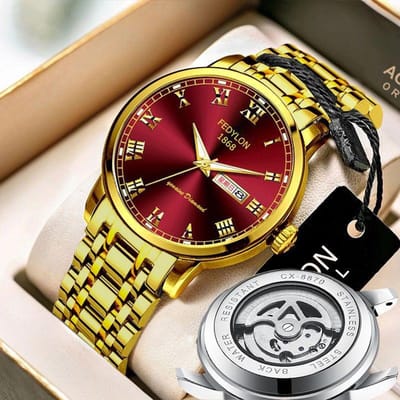 Nieuw Herenhorloge Volautomatisch Niet-mechanisch Horloge Kalender Tourbillon Waterdicht Lichtgevend Trendy Studenten Herenhorloge minimum brown