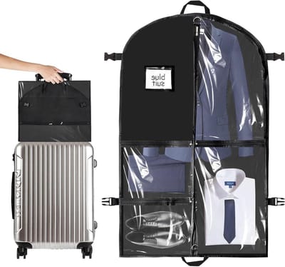 Allecto Plus - Opvouwbare kledingtas met 5 vakken en ritssluiting - Waterdichte beschermhoes van 100 x 60 cm - Stofdichte kledinghoes voor pak, jurk, colberts, schoenen - Reizen opslag