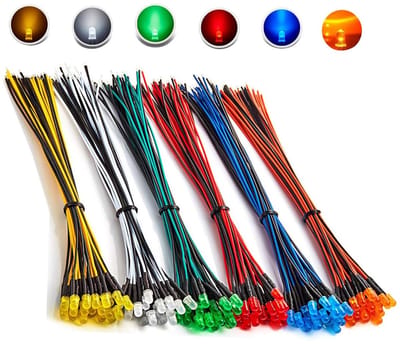 90pcs 12V LED Diode Set, 5 mm, Voorbedraad, 6 Kleuren, DC 12 Volt, Helderheid en Diffusie, Ronde Diodes met Weerstand en Draad voor Creatieve Verlichting