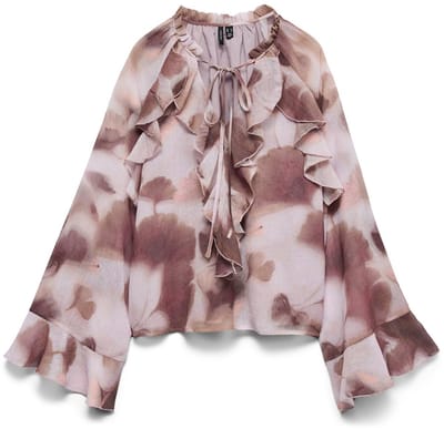 VERO MODA - VMSABRINA LS RUFFLE STRING TOP WVN EXP - Dames - Blouses