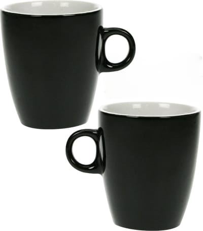 Cosy & Trendy Koffiekopjes/bekers - Set van 18x stuks - zwart - 190 ml - Keramiek - glans finish