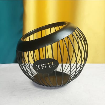 Creatieve Europese stijl speciaal gevormde fruitmand ijzer koffiecapsule opbergrek gedroogd fruit yellow