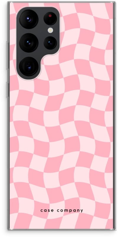 Case Company® - Hoesje geschikt voor Samsung Galaxy S22 Ultra hoesje - Grid Roos - Soft Cover Telefoonhoesje - Bescherming aan alle Kanten en Schermrand