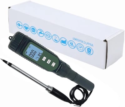 Bodem Geleidbaarheidsmeter - Bodem Tester Bodem Analysator - Bodemgezondheid Meten - Nauwkeurige Meting LCD Scherm - 210 mm - Grijs
