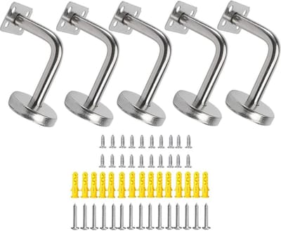 5 stuks roestvrijstalen leuningdragers voor wandbevestiging – 60 x 80 mm