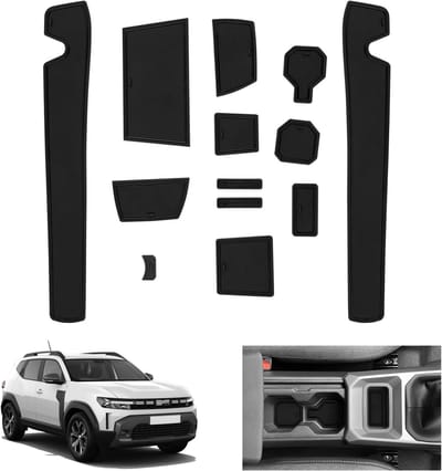 Non-slip Rubber Matten voor Dacia Duster 3 (2024-2026) - Perfecte Accessoires voor Console, Bekerhouder en Deurrand