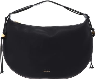 COCCINELLE Leren handtas schoudertas Thess Handbag Grained Leather Noir zwart