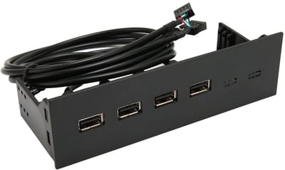 Allecto - USB 2.0 Hub - 4 Poorten - Front Paneel - 5.25 Inch - Voor PC - Snelle gegevensoverdracht - Compact ontwerp - Geschikt voor desktops - Sti..