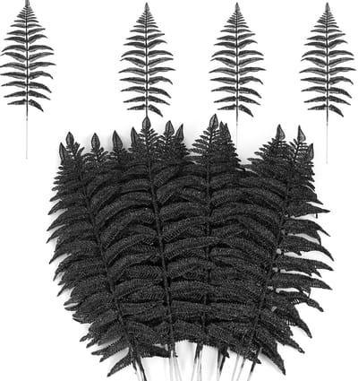 16 stuks kunstkerstbladeren, kunstmatige tropische kerstbladeren, zwarte plantentakken om te knutselen, slinger, kerstboom, bruiloftsboeket, huis, tuin, decoratie