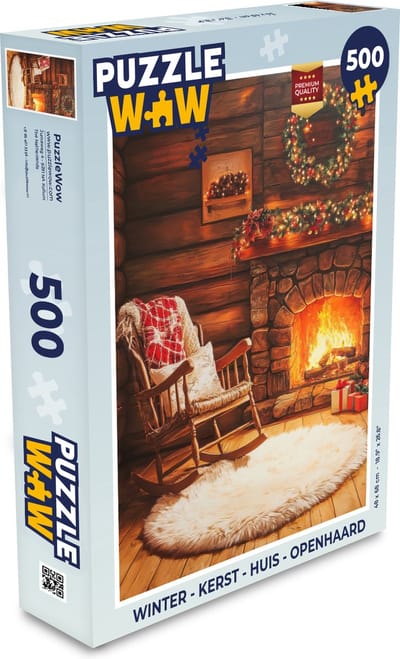Puzzel Winter - Kerst - Huis - Openhaard - Legpuzzel - Puzzel 500 stukjes - Kerst - Cadeau - Kerstcadeau voor mannen, vrouwen en kinderen