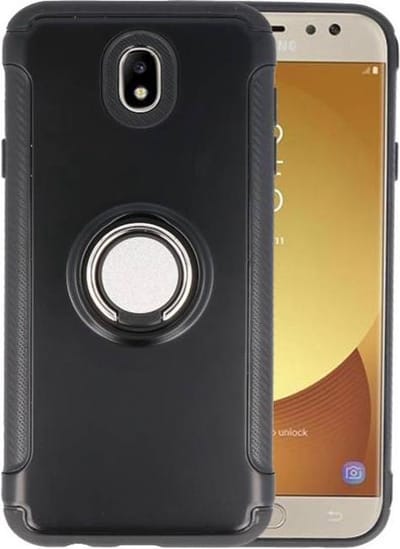 Pantser TPU Hoesje Ringhouder cases - Hoesje Geschikt voor Samsung Galaxy J5 2017 Zwart