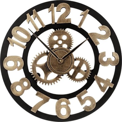 Handgemaakte Grote wandklok - Ronde Muurklok - Retro Klok - Tandwiel - Handmade Gear wall clock