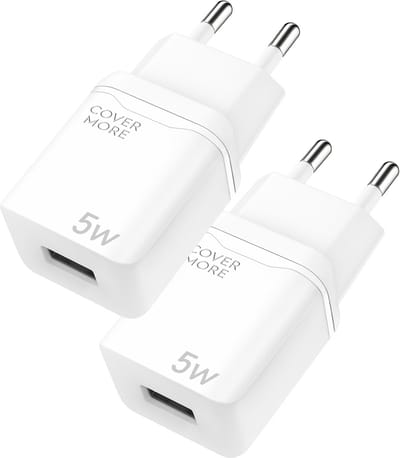 5v 1a adapter met usb poort - Oplader - Telefoon lader - Usb stekker - Oplaadstekker voor smartphone, accessoires met usb A - Wit - 2 stuks