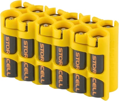 Batterijhouder - Batterij Caddy - Batterijen Opbergen - Compact Ontwerp - 12 Batterijen - Geel