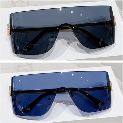 Lunettes de soleil sans monture métalliques de luxe pour femmes Lunettes de soleil décoratives vintage de haute qualité Lunettes de soleil surdimensionnées pour le voyage et l'alpinisme