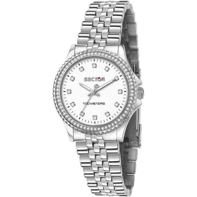 Secteur 230 Just Time Accents Cristal Blanc Cadran Blanc Quartz R3253161538 100M Montre Femme gray