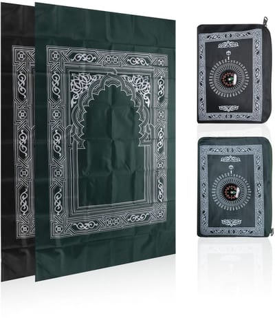 Dailygoods- Gebedsmat - 2 Stuks - Draagbare Gebedsmat - Opvouwbaar - Outdoor-Mat - Kompas - Waterdicht, Zacht, Duurzaam - Reisgebedmat